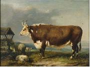 James Ward Hereford Bull with Sheep by a Haystack Germany oil painting artist